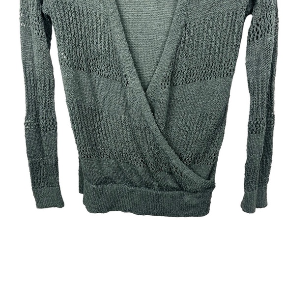 Maurices Green Open Knit Textured V Surplice Neck Sweater XS - Picture 4 of 11